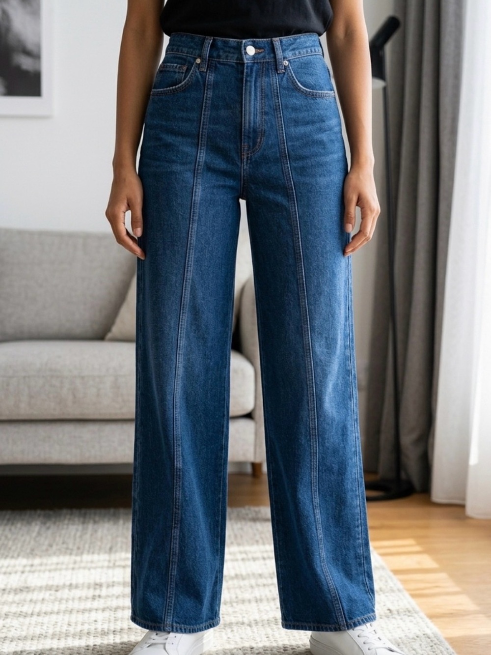 Madewell High-Rise Wide-Leg Jeans in Dark Blue